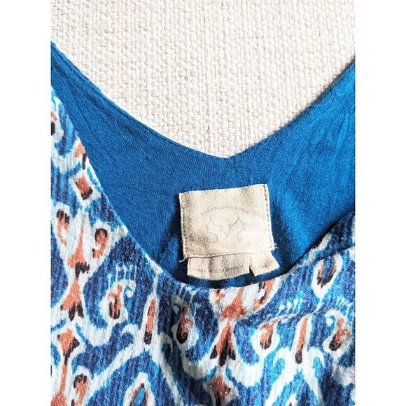 Vanessa Virginia By Anthropologie Tidal Maxi Dress Blue Ikat Sleeveless … - Picture 5 of 5